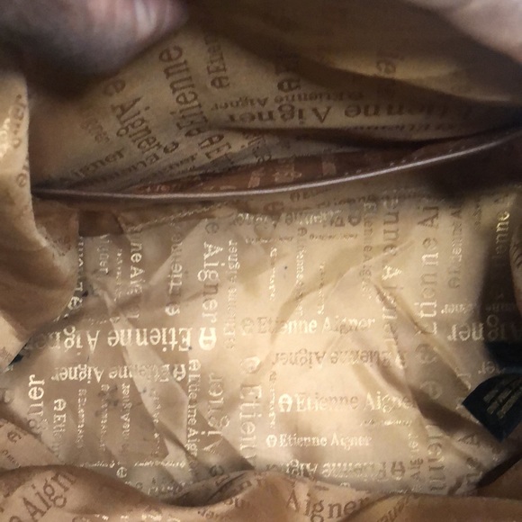 ETIENNE AIGNER brown canvas multi colored shoulder bag. Gold hardware. - Picture 15 of 16